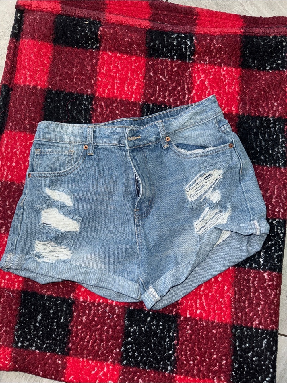 Aeropostale Light Blue Distressed Mom Shorts (Denim Jean Shorts)